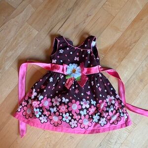 Nannette Dark Brown Dress with Pink Trim